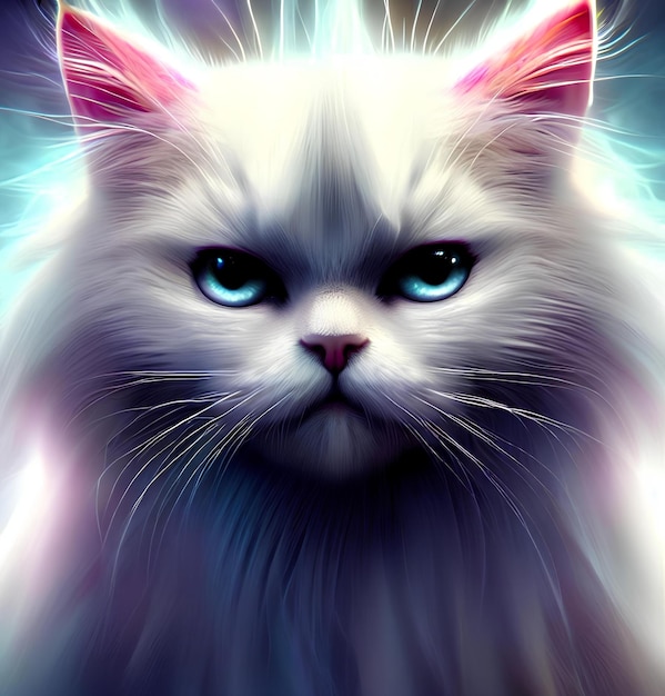 Beautiful illustration of a mystical Persian cat