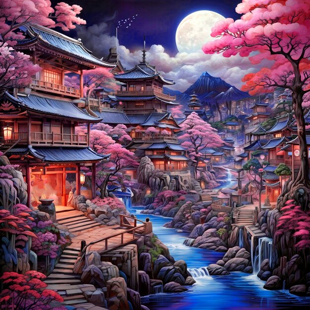 Beautiful illustration in oriental style beautiful colorful illustration