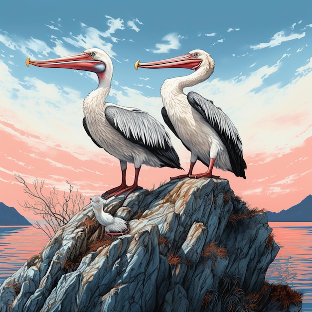 A beautiful illustration of a pelican resting Ai generated art