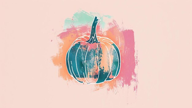 Photo a beautiful illustration of a pumpkin the pumpkin has a white outline and is filled with a blue and orange gradient