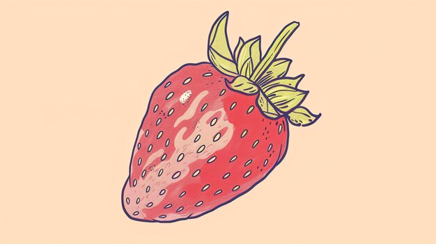 Photo a beautiful illustration of a strawberry the strawberry is red and juicy with green leaves