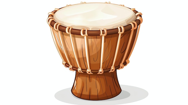 A beautiful illustration of a traditional African djembe drum The drum is made of wood and has a rawhide head