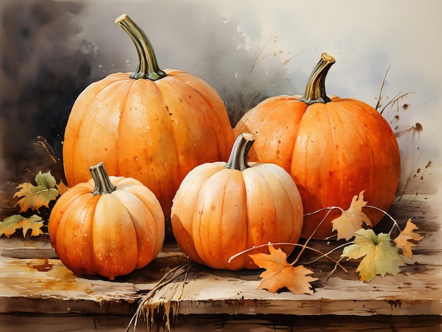 beautiful illustration of vibrant orange color pumpkin