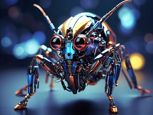 A beautiful illustration Weird core bug robot beautiful macro camera by Generate AI