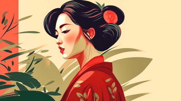 Premium Photo | Beautiful illustration with a young asian woman ...