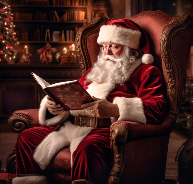 a beautiful image of santa claus sitting in the armchair