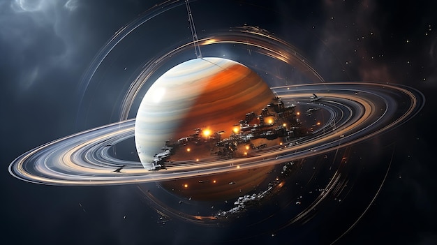 a beautiful image of saturn in space Generative Ai