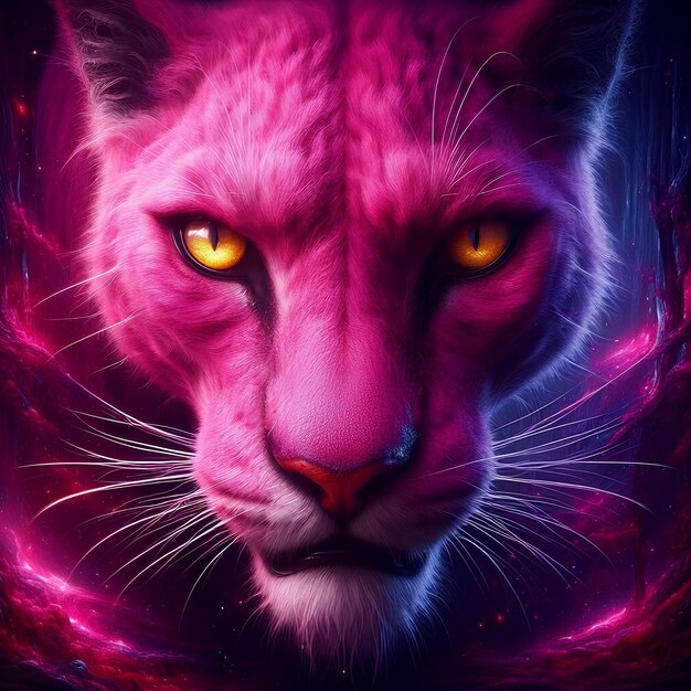 Beautiful and impetuous Pink Panther protector of the magical forest