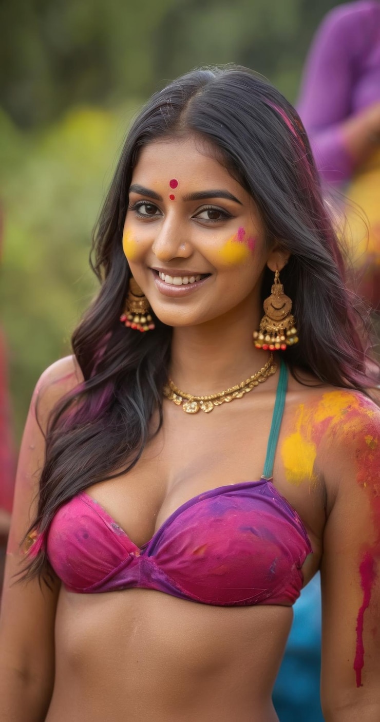 breast holding in holi celebration