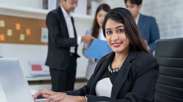 Beautiful indian woman at office