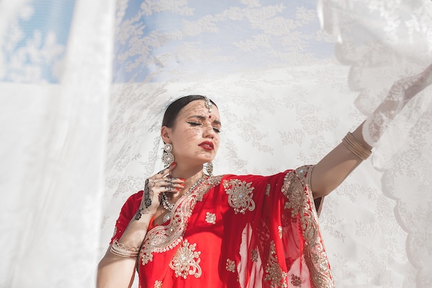 Beautiful Indian woman wearing a sari