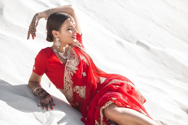 Beautiful Indian woman wearing a sari