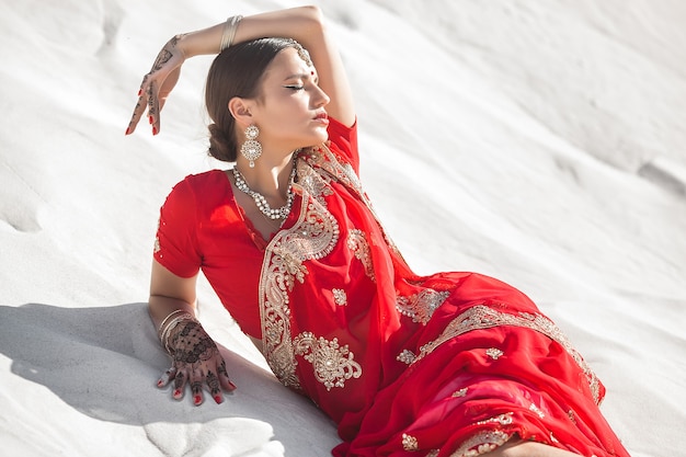 Beautiful Indian woman wearing a sari