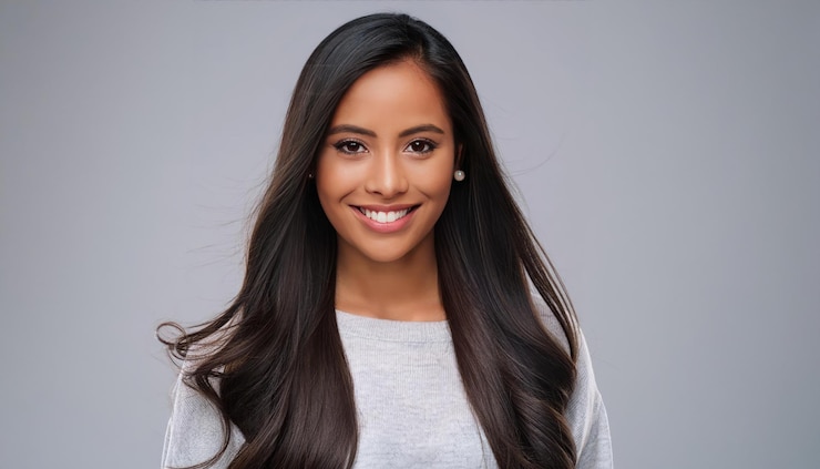 Photo beautiful indian woman with long shiny street hair beauty model girl hairstyle for luxury branding