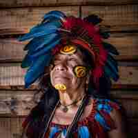 Photo beautiful indigenous woman dressed in a cultural way