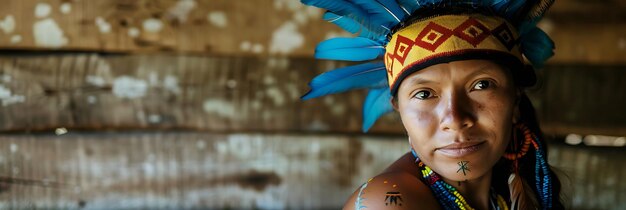 Photo beautiful indigenous woman dressed in a cultural way