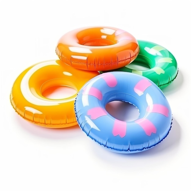 Beautiful inflatable floties on white background