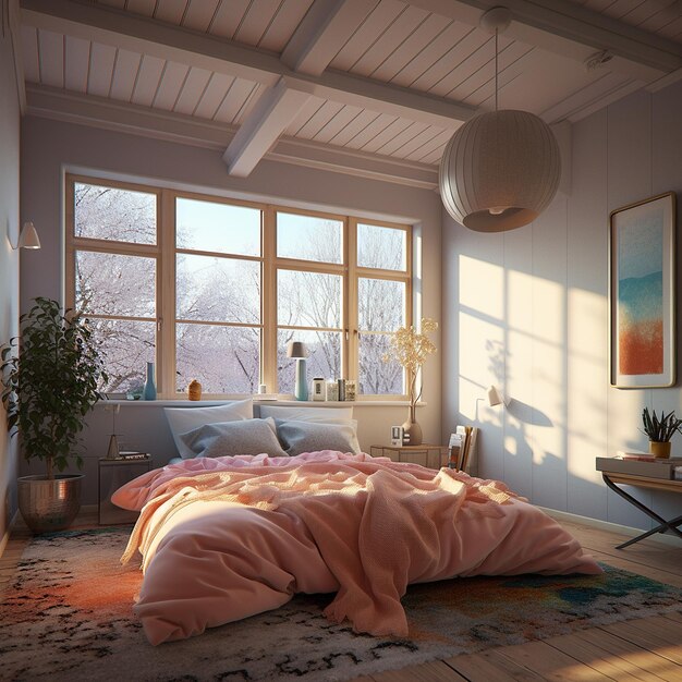 Beautiful interior design bedroom images Generative AI