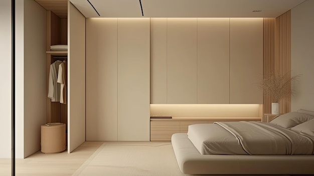 красивый дизайн интерьера в минималистском японском стиле