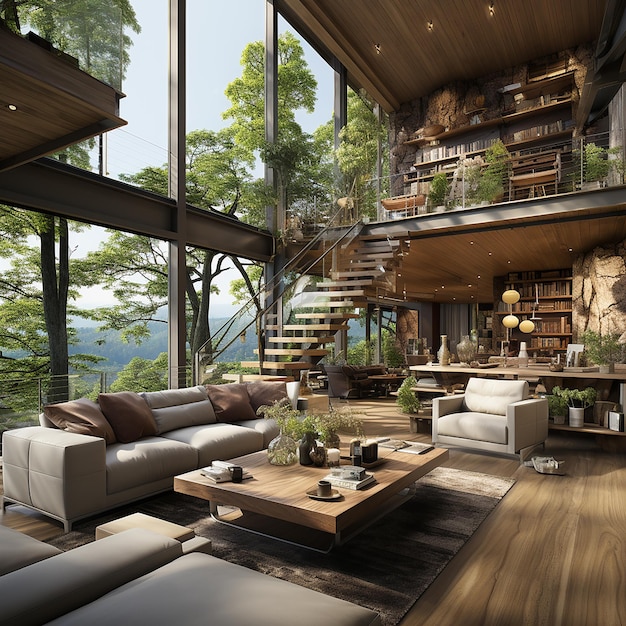 Beautiful interior design with natural view