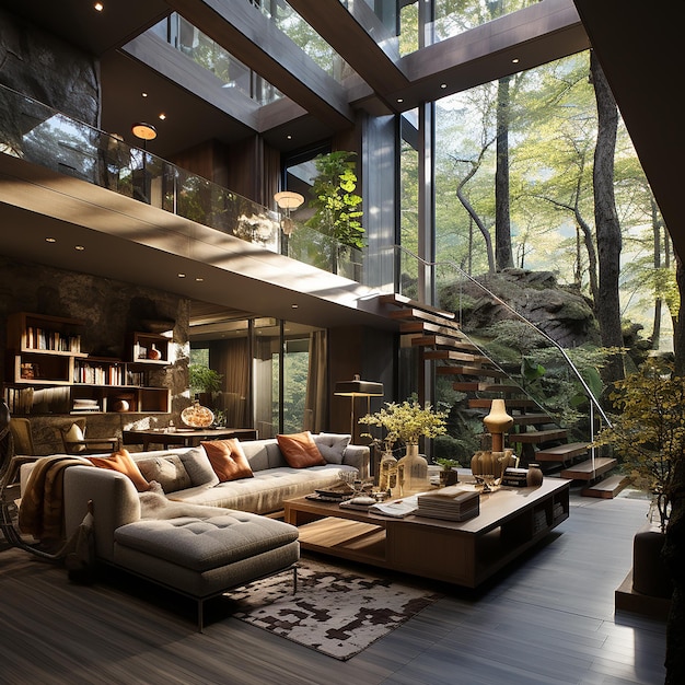 Beautiful interior design with natural view