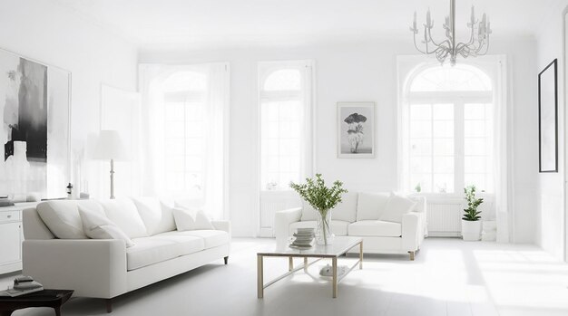 Photo beautiful interior of living room with white wall