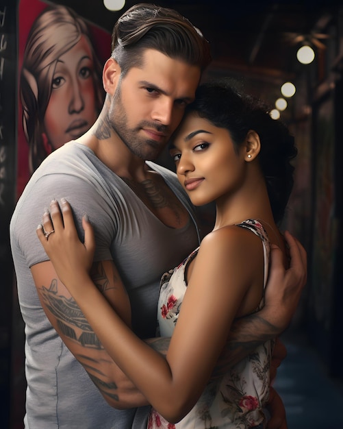 Photo beautiful interracial couple embracing