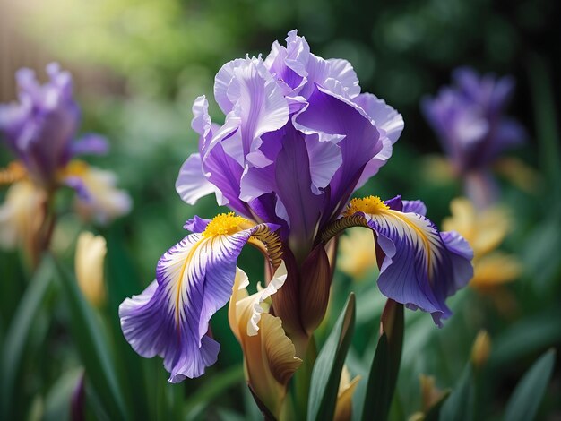 Beautiful iris flower in the garden