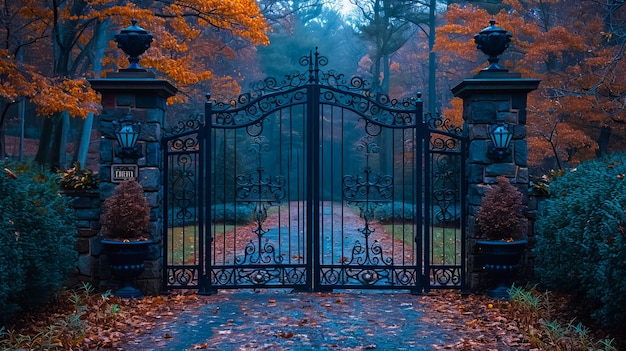 Photo beautiful iron villa gate