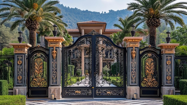 Photo beautiful iron villa gate