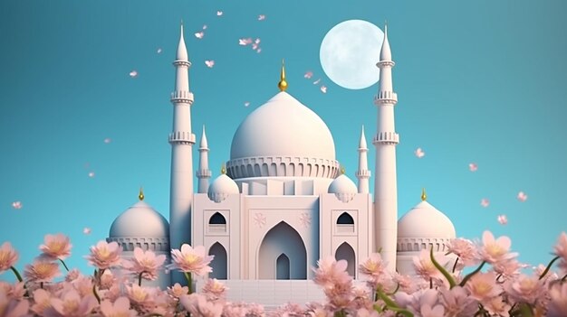 Beautiful islamic 3d mosque