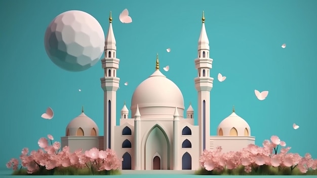 Beautiful islamic 3d mosque