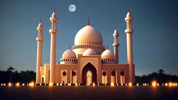 Photo beautiful islamic 3d mosque