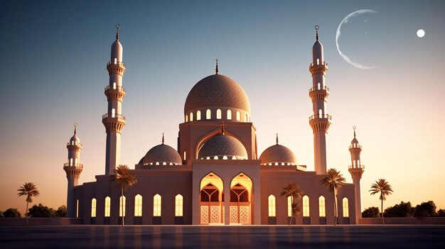 Beautiful islamic 3d mosque