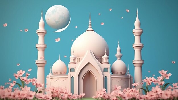 Фото Красивая исламская мечеть 3d