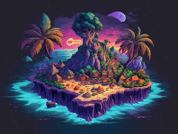 Beautiful island art illustration