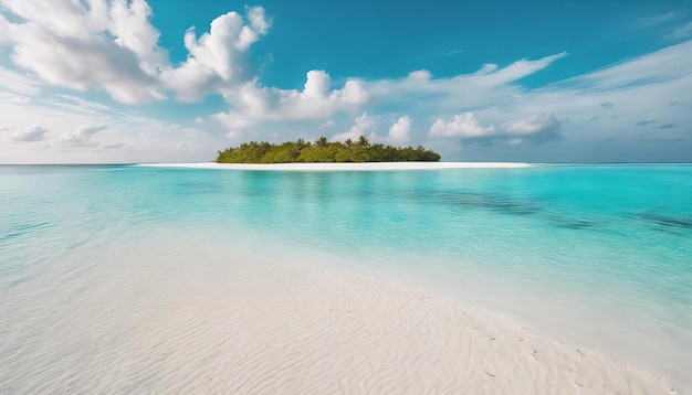 beautiful island with a blue ocean and white sand