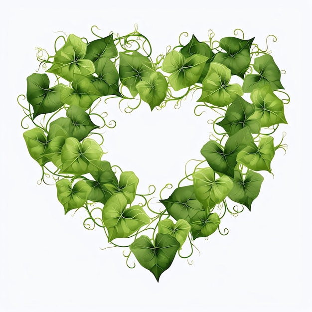 Photo beautiful ivy leaves forming a heartshaped wreath watercolor clipart illustration