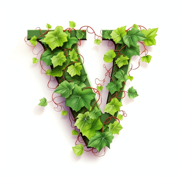 beautiful Ivy leaves forming the letters of a word watercolor clipart illustration