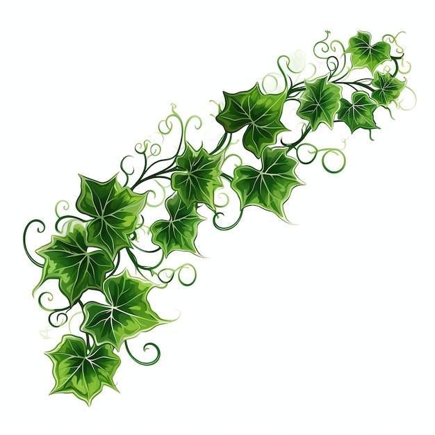 Foto bellissime foglie di edera con un'illustrazione di clipart ad acquerello con trama di pizzo