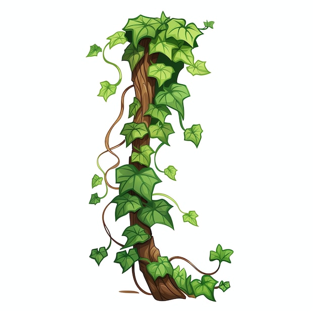 beautiful Ivy vine climbing a wall watercolor clipart illustration