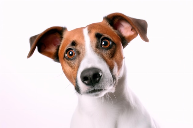 Beautiful Jack Russell dog on a white isolated background AI Generated