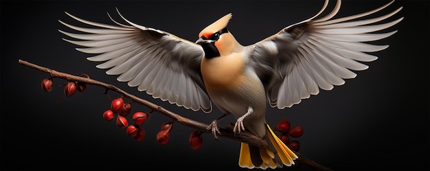 Прекрасная японская богемская восковая птица