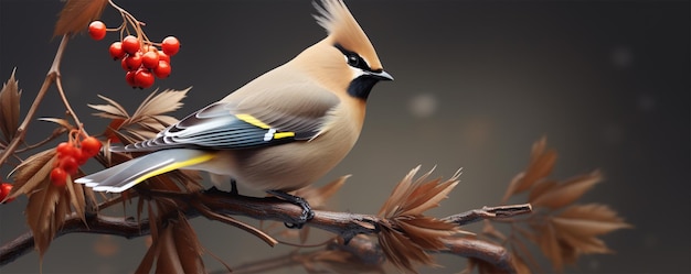 A beautiful japanese Bohemian waxwing Birds