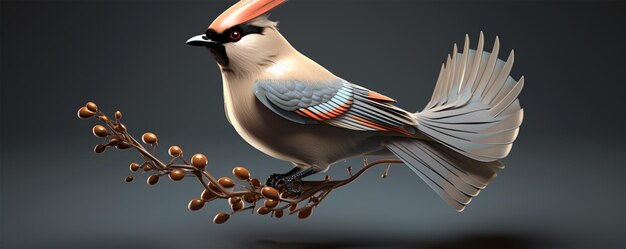 A beautiful japanese Bohemian waxwing Birds