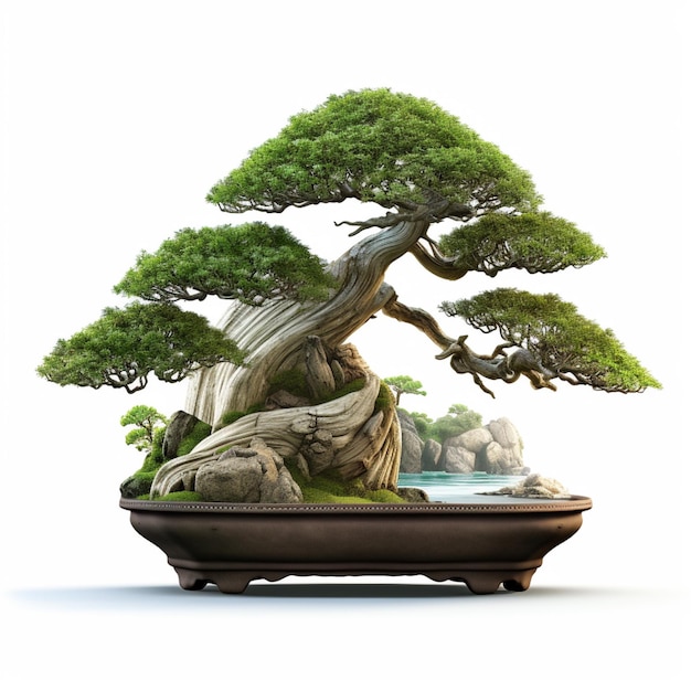 Beautiful japanese bonsai plant in a plate