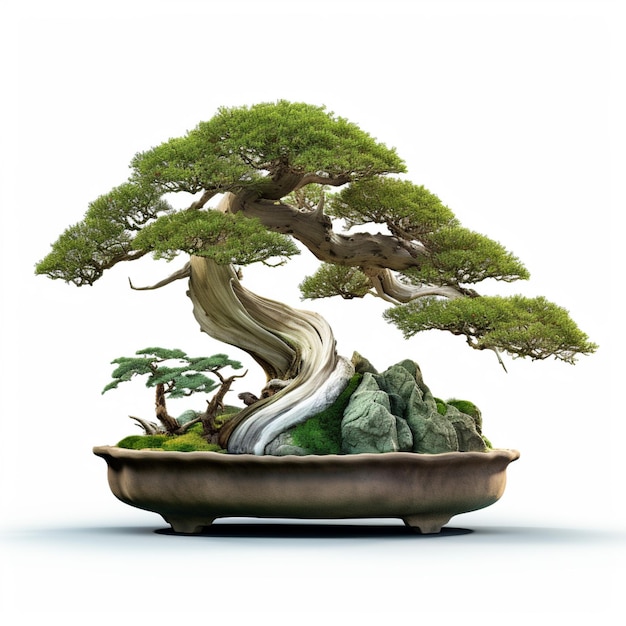 Beautiful japanese bonsai plant in a plate