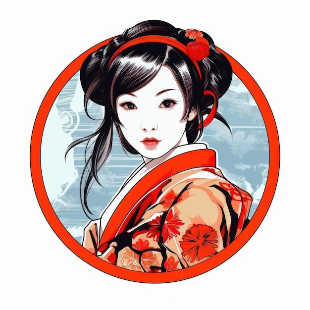 beautiful japanese kimono girl vector for t shirt drawing