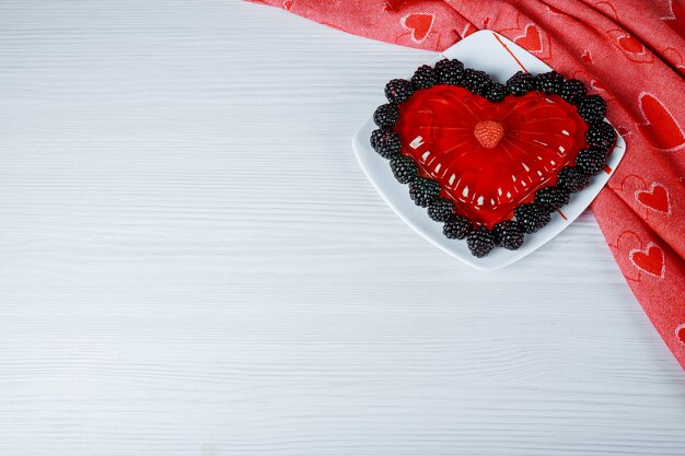 The beautiful jelly hearts on a white background