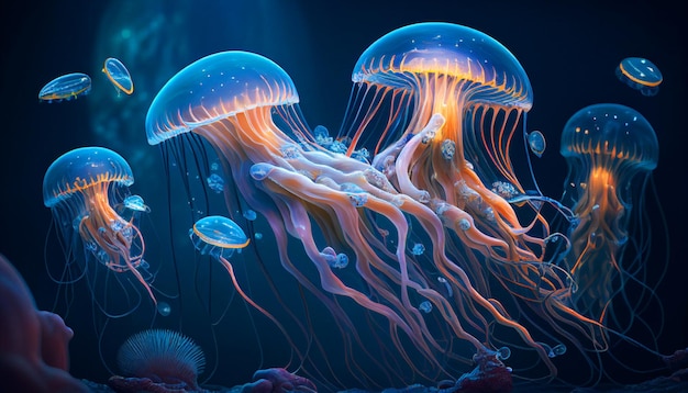 Beautiful jellyfish in its natural habitat The stunning beauty of the underwater world